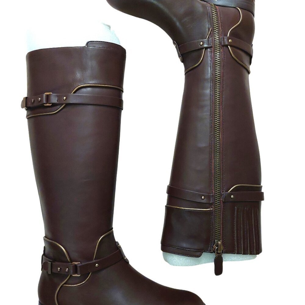 BCBGMAXAZARIA Brown Calf Leather Riding Boots Retail $398 Size 6 - Picture 5 of 12